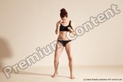 Underwear Martial art Woman White Moving poses Slim medium brown Dynamic poses Academic